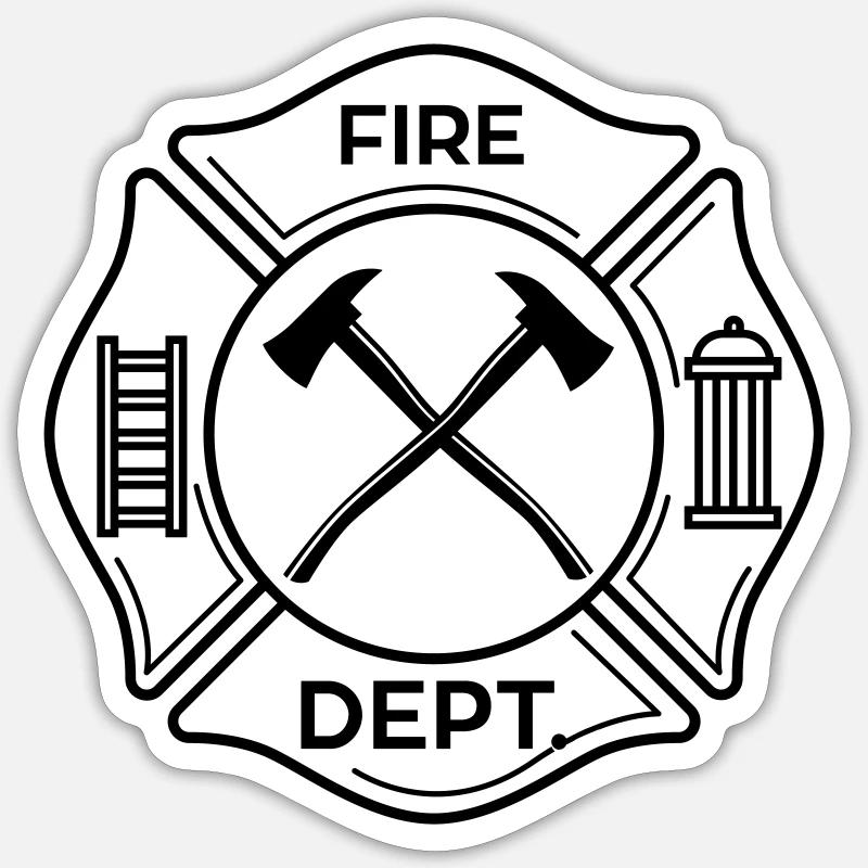 Caserne de pompiers - Sticker taille S (10 x 10 cm) - blanc mat