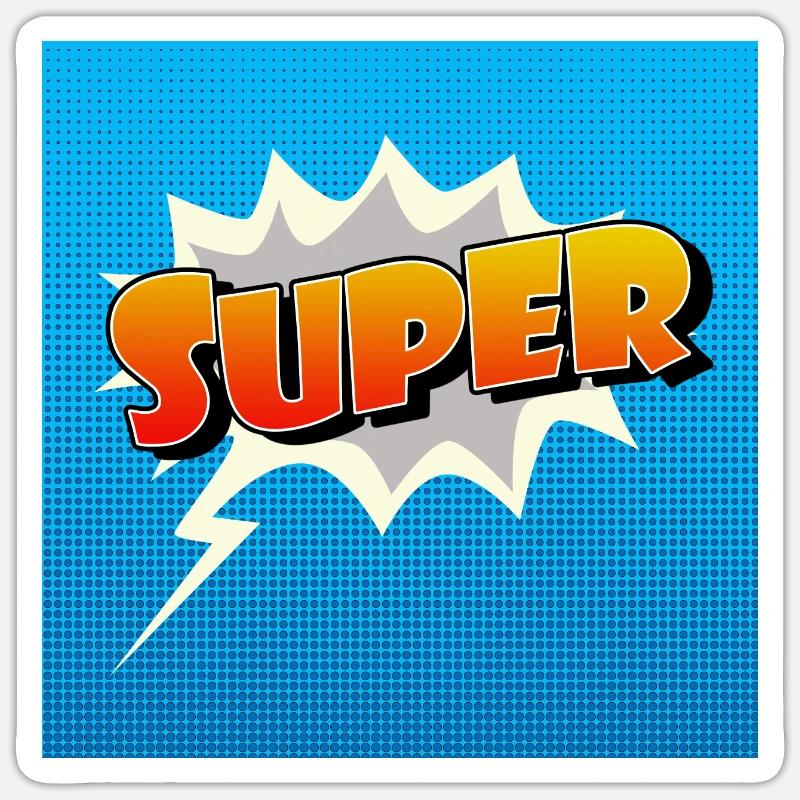 Super Comic Lettering Icon - Sticker size S (10 x 10 cm) - white matte