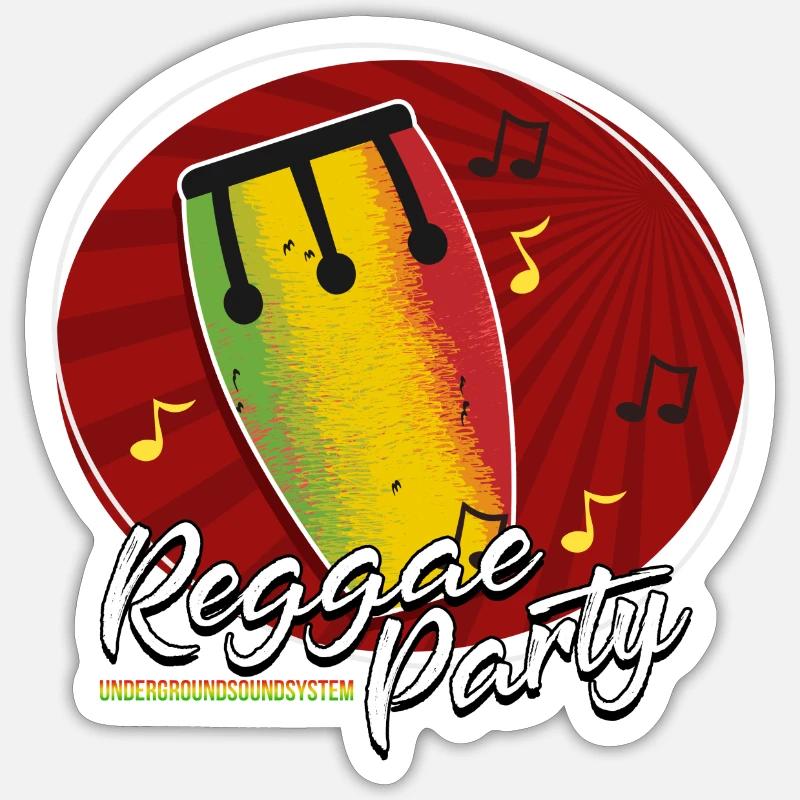 Fête Reggae Drum Tee - Sticker taille S (10 x 10 cm) - blanc mat