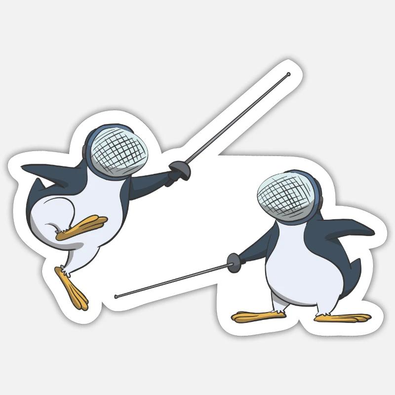 Fechten Treffer im Sprung Geschenk Idee - Sticker Größe S (10 x 10 cm) - Mattweiß