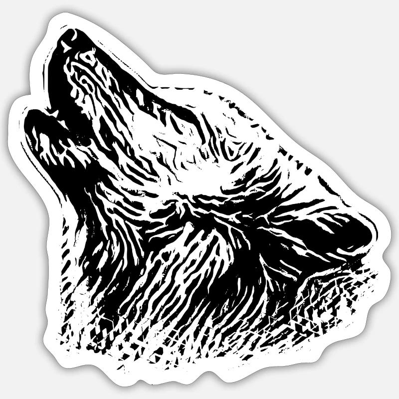Loup - Sticker taille S (10 x 10 cm) - blanc mat