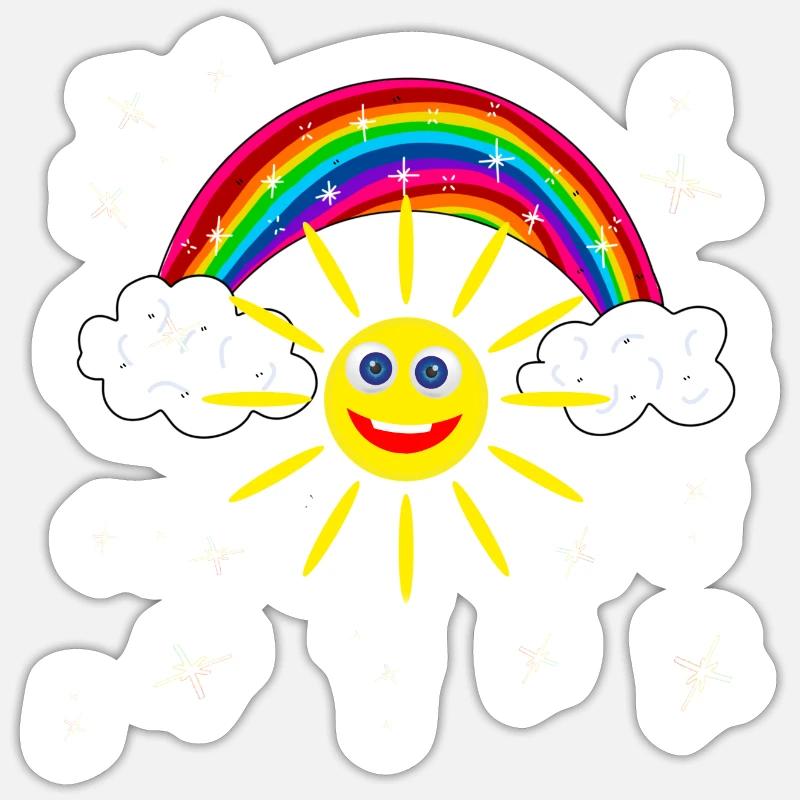 Rainbow Laughing Sun Gift - Sticker size S (10 x 10 cm) - white matte