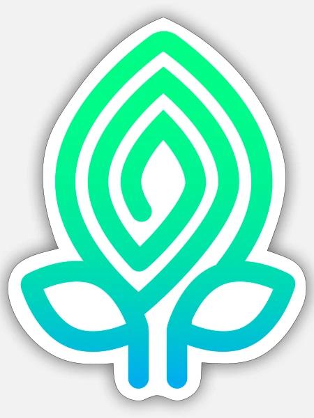 Knospe Farbig Blau und Grün - Sticker Größe S (10 x 10 cm) - Mattweiß
