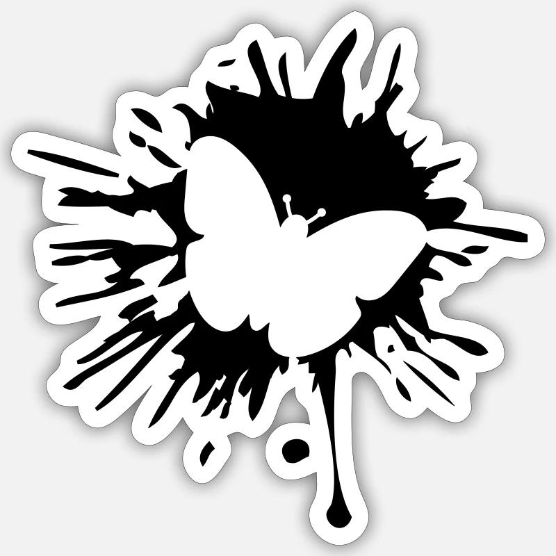 schmetterling graffiti farb klecks spritzer farbe Sticker Größe S (10 x 10 cm)