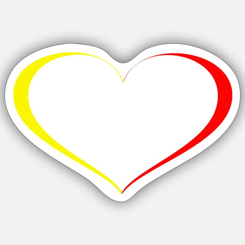Herz Gelb Rot - Sticker Größe S (10 x 10 cm) - Mattweiß