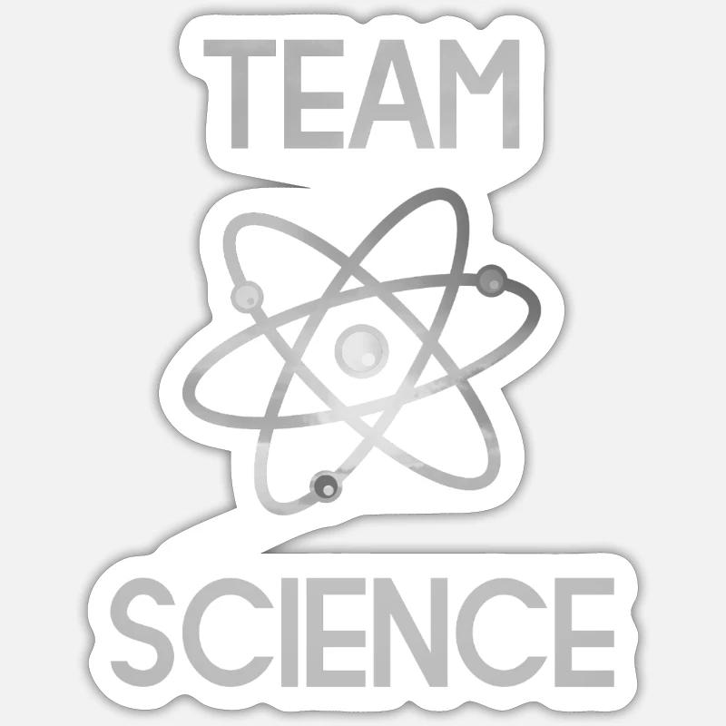 Spruch TEAM SCIENCE mit Atom - Sticker Größe S (10 x 10 cm) - Mattweiß