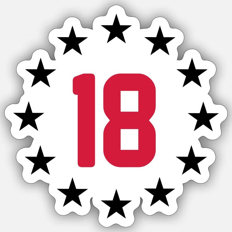18 ans - Sticker taille S (10 x 10 cm) - blanc mat