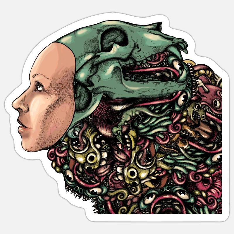 Hut der Knochen Farbe Sticker Größe S (10 x 10 cm)