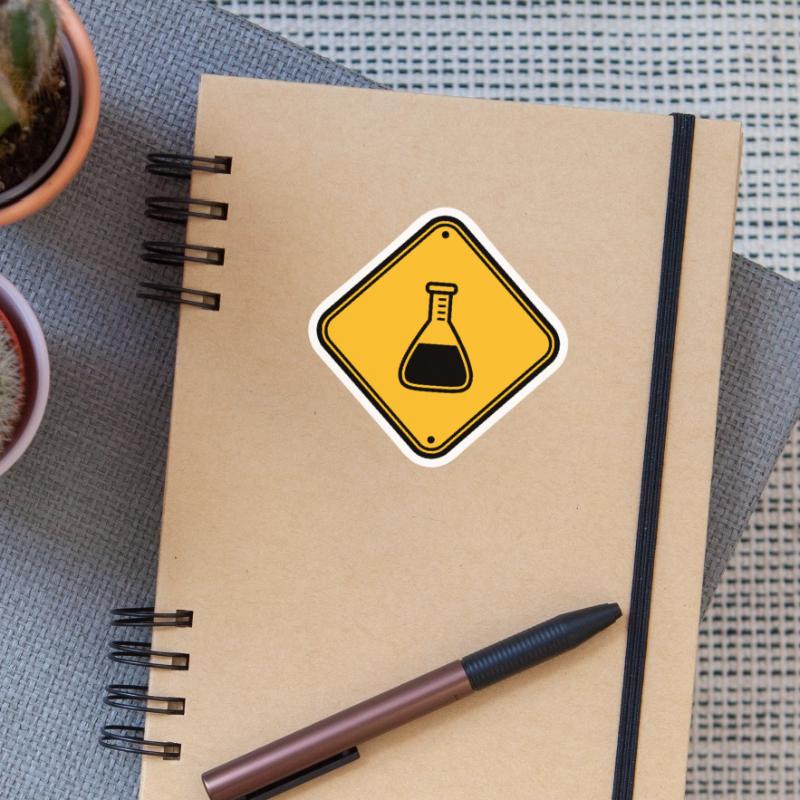 caution science shield note caution flues Sticker size S (10 x 10 cm)