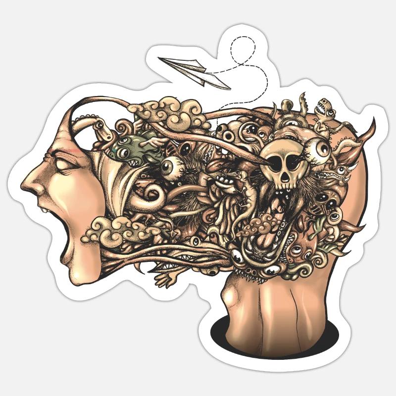 Head Scream Doodle Flat Sticker Größe S (10 x 10 cm)