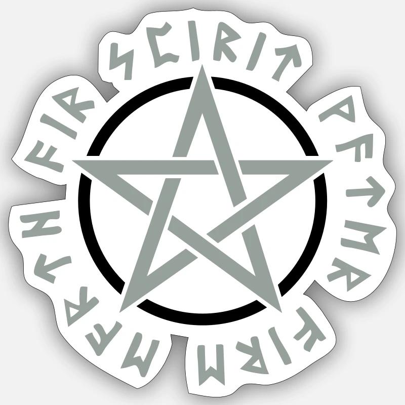 Pentagramm, Elemente, Runen, Magie, Symbol, Stern Sticker Größe S (10 x 10 cm)