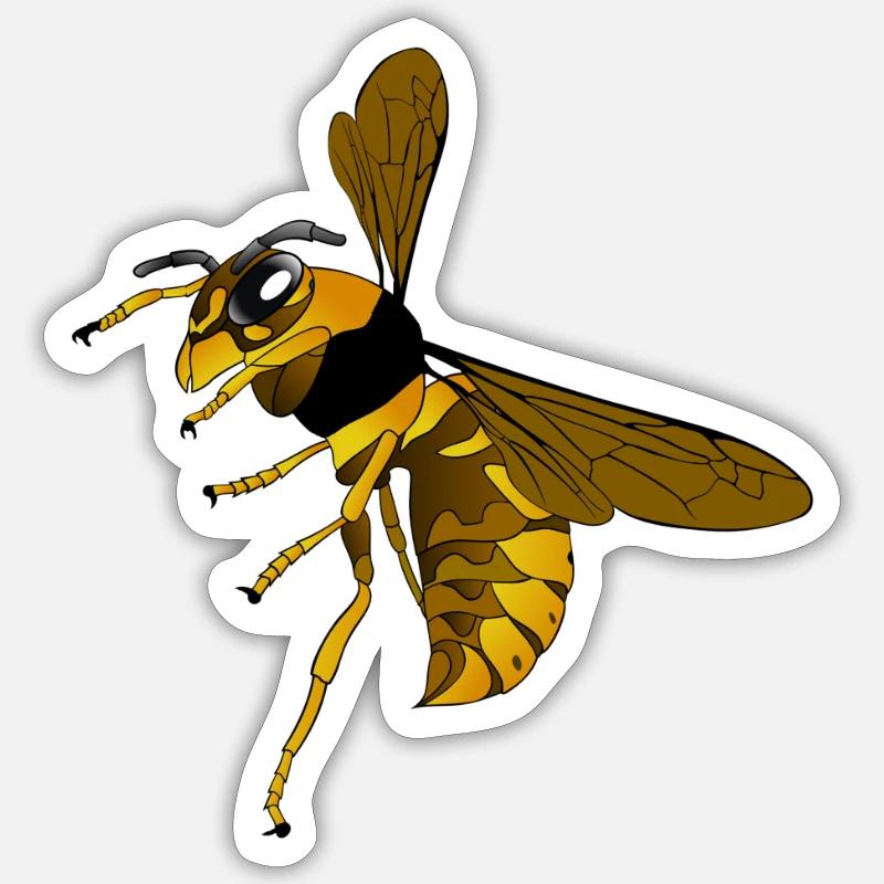 guêpe - Sticker taille S (10 x 10 cm) - blanc mat