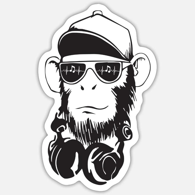 C’est un singe cool - Sticker taille S (10 x 10 cm) - blanc mat