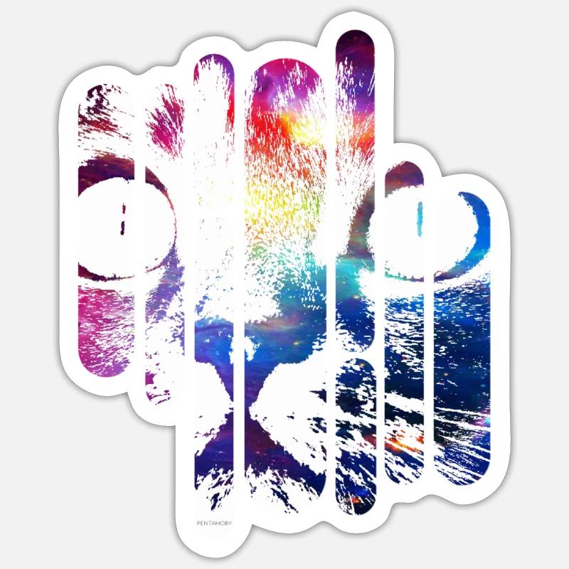 Crazy Space Cat (colored) Sticker size S (10 x 10 cm)