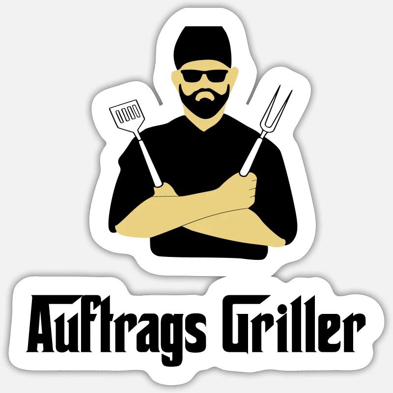 BBQ Grillen - Sticker Größe S (10 x 10 cm) - Mattweiß