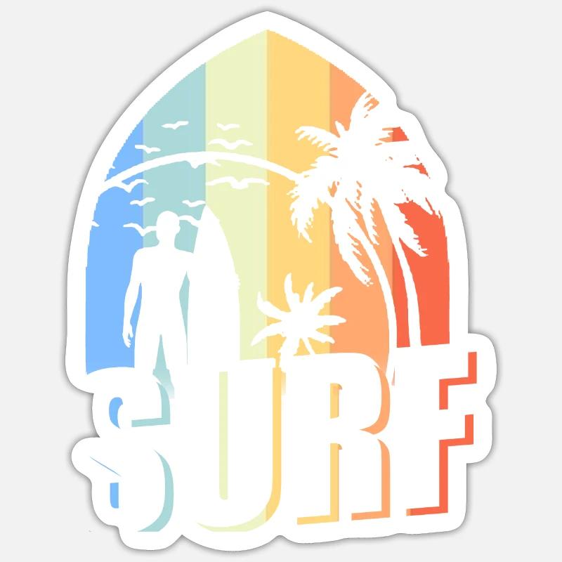 Surfer Surfen Surfbrett - Sticker Größe S (10 x 10 cm) - Mattweiß