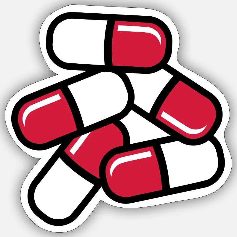 Pilule - Sticker taille S (10 x 10 cm) - blanc mat
