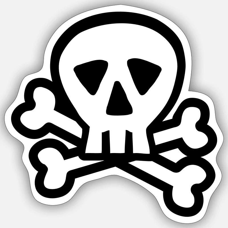 Totenkopf - Sticker Größe S (10 x 10 cm) - Mattweiß