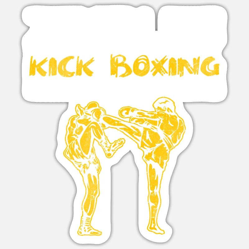 Kickboxeur - Sticker taille S (10 x 10 cm) - blanc mat