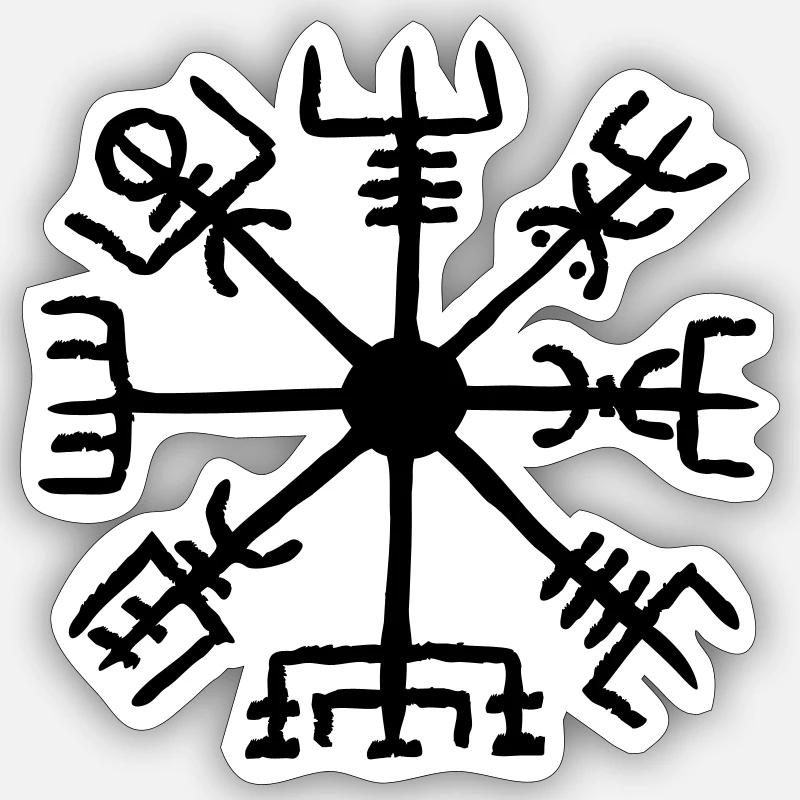 Vegvisir, Magic, Runes, Protection & Navigation - Sticker taille S (10 x 10 cm) - blanc mat