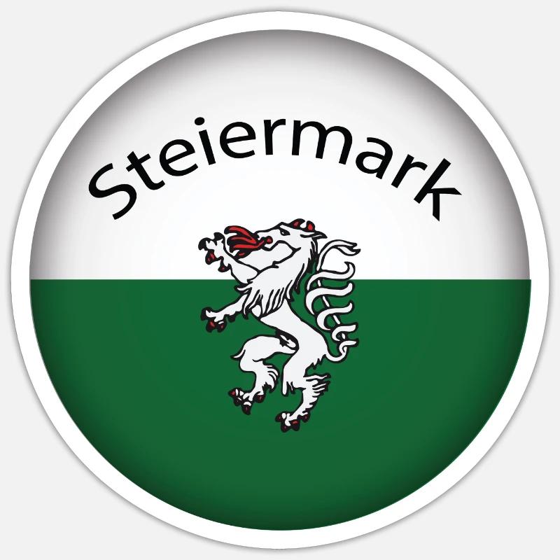 Steiermark Button - Sticker Größe S (10 x 10 cm) - Mattweiß