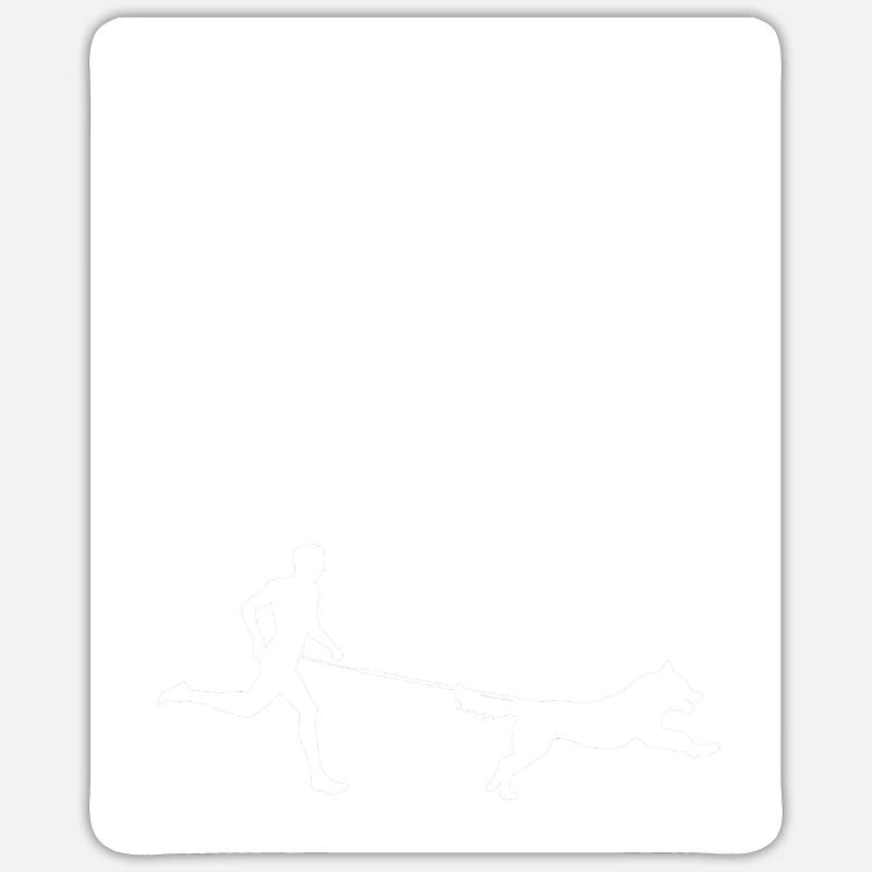 courir avec mon husky - Sticker taille S (10 x 10 cm) - blanc mat