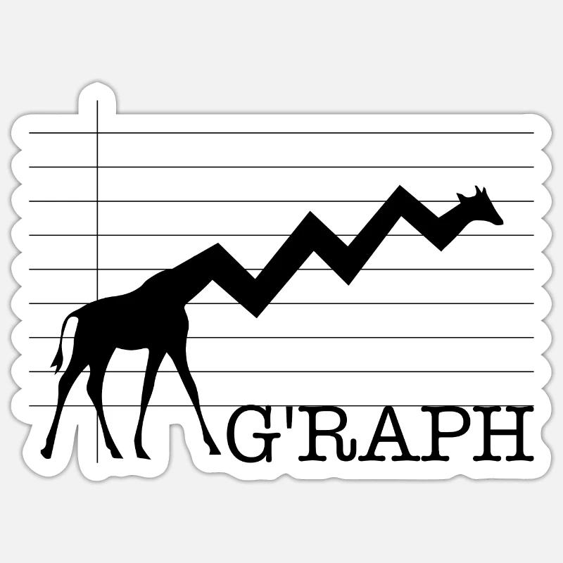 G'RAPH Aktien Giraffe Kurschart Graph Geschenk - Sticker Größe S (10 x 10 cm) - Mattweiß