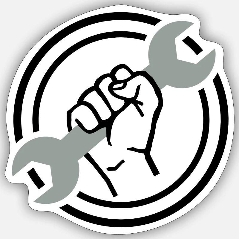 Mécanicien - Sticker taille S (10 x 10 cm) - blanc mat