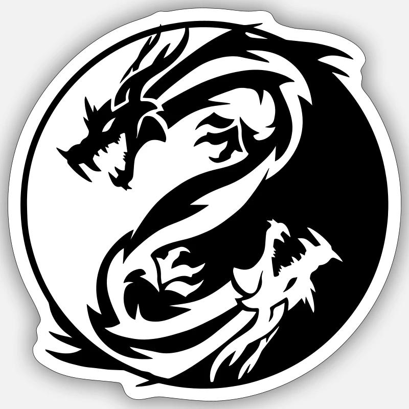 Yin Yang Dragons - Sticker size S (10 x 10 cm) - white matte