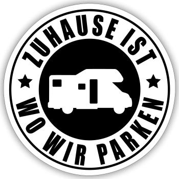 La maison est où nous nous garons - Sticker taille S (10 x 10 cm) - blanc mat - Devant