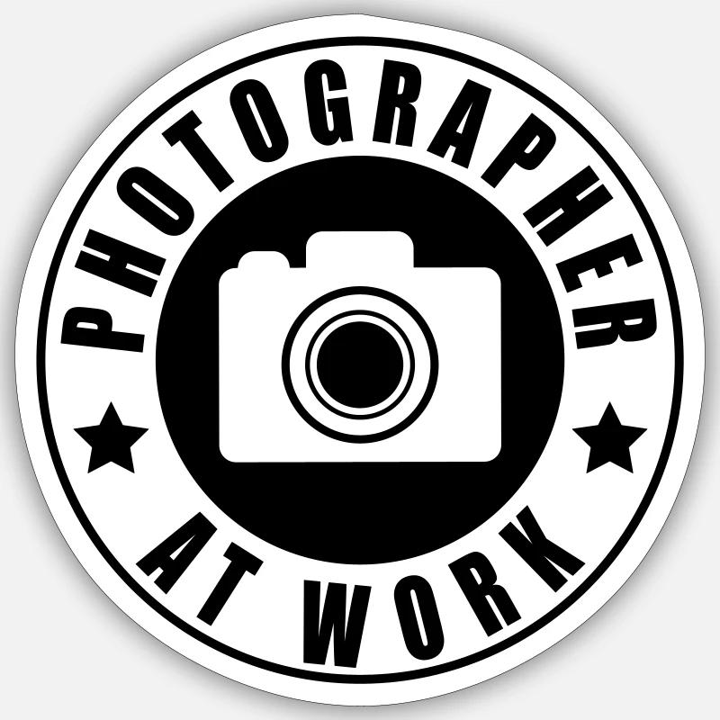 Photographer at work - Sticker Größe S (10 x 10 cm) - Mattweiß