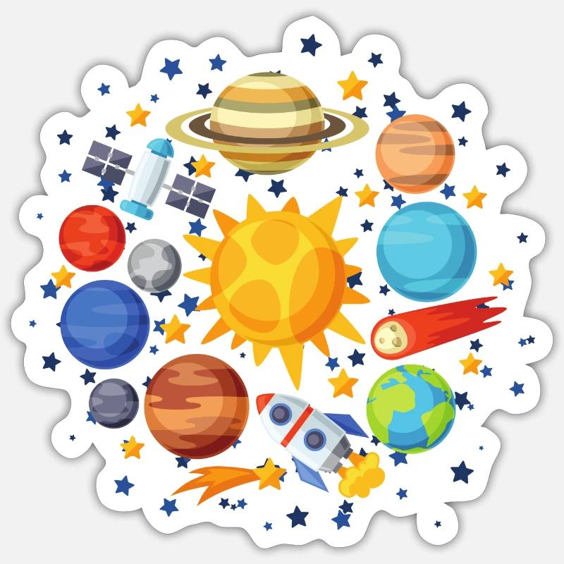 planète, soleil, terre, pantene, univers - Sticker taille S (10 x 10 cm) - blanc mat