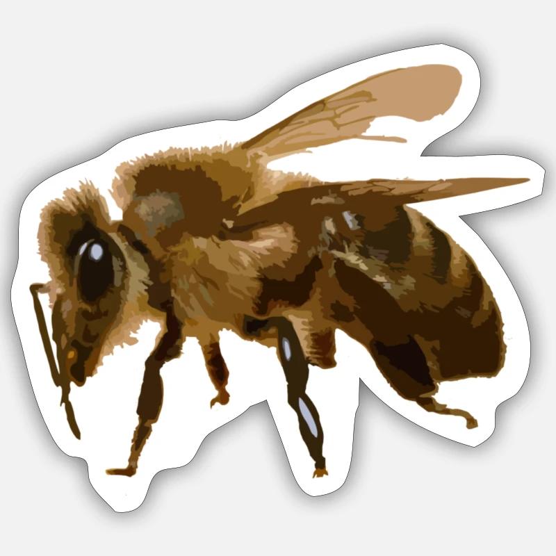 Abeille flauche - Sticker taille S (10 x 10 cm) - blanc mat