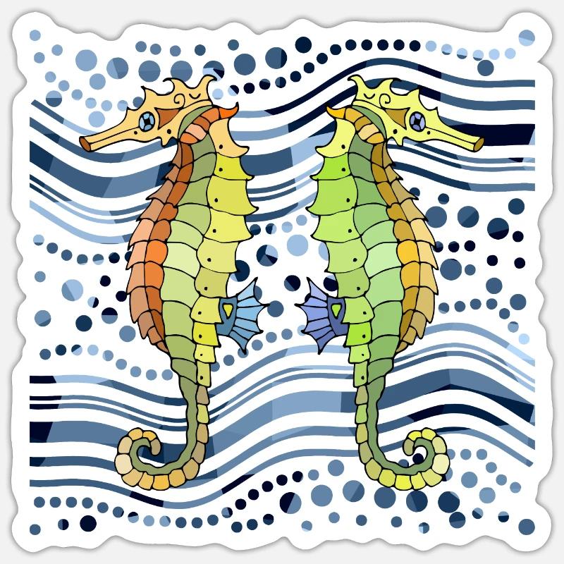 Hippocampes - Sticker taille S (10 x 10 cm) - blanc mat