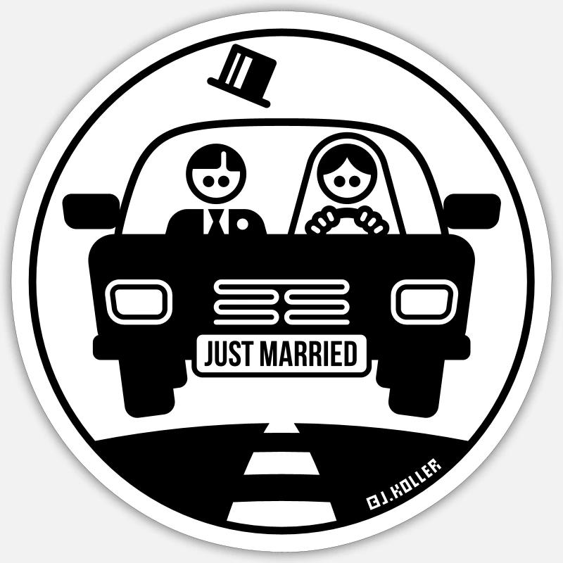 Just Married – Flitterwochen (1C) Sticker Größe S (10 x 10 cm)