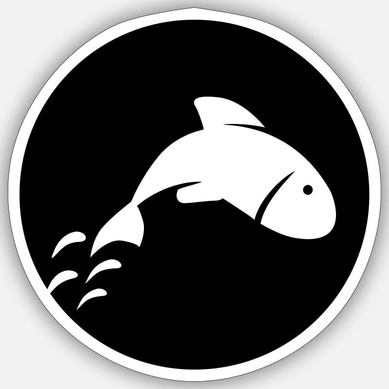 Poisson - Sticker taille S (10 x 10 cm) - blanc mat