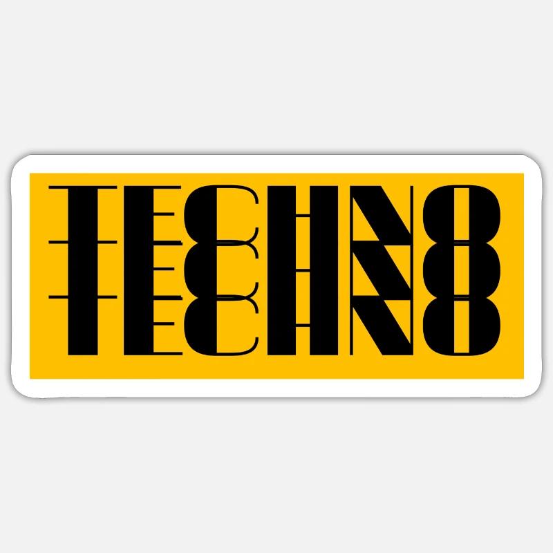 techno techno techno jaune - Sticker taille S (10 x 10 cm) - blanc mat