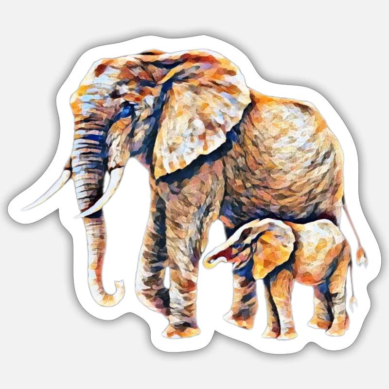Éléphant - Sticker taille S (10 x 10 cm) - blanc mat