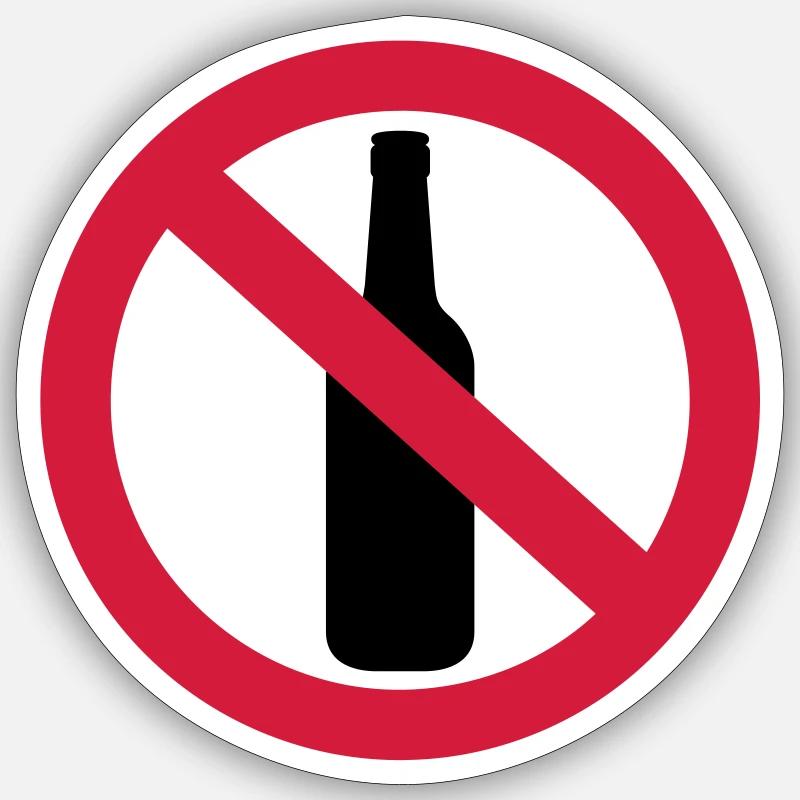 No Alcool - Sticker taille S (10 x 10 cm) - blanc mat