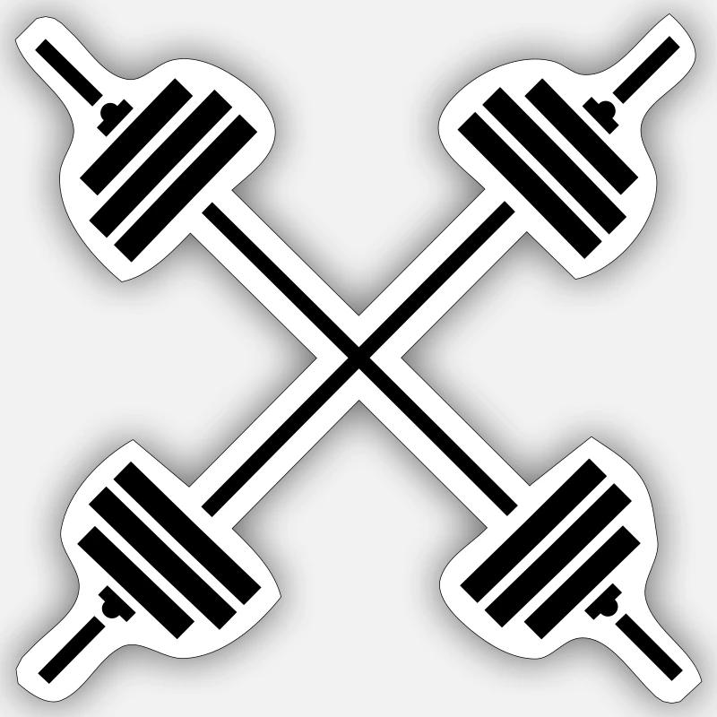 Weights Cross - Sticker size S (10 x 10 cm) - white matte