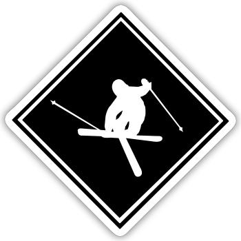 Ski, ski, ski, après-ski, freeski, hiver - Sticker taille S (10 x 10 cm) - blanc mat - Devant