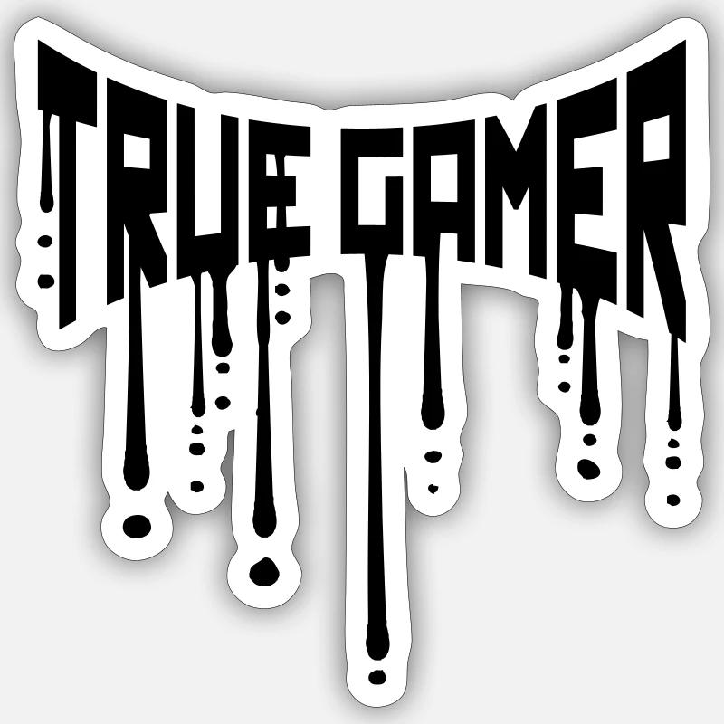drop true gamer graffiti gamble text logo nerd Sticker size S (10 x 10 cm)