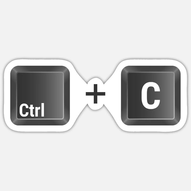 Ctrl + C copier et coller une copie du t-shirt - Sticker taille S (10 x 10 cm) - blanc mat