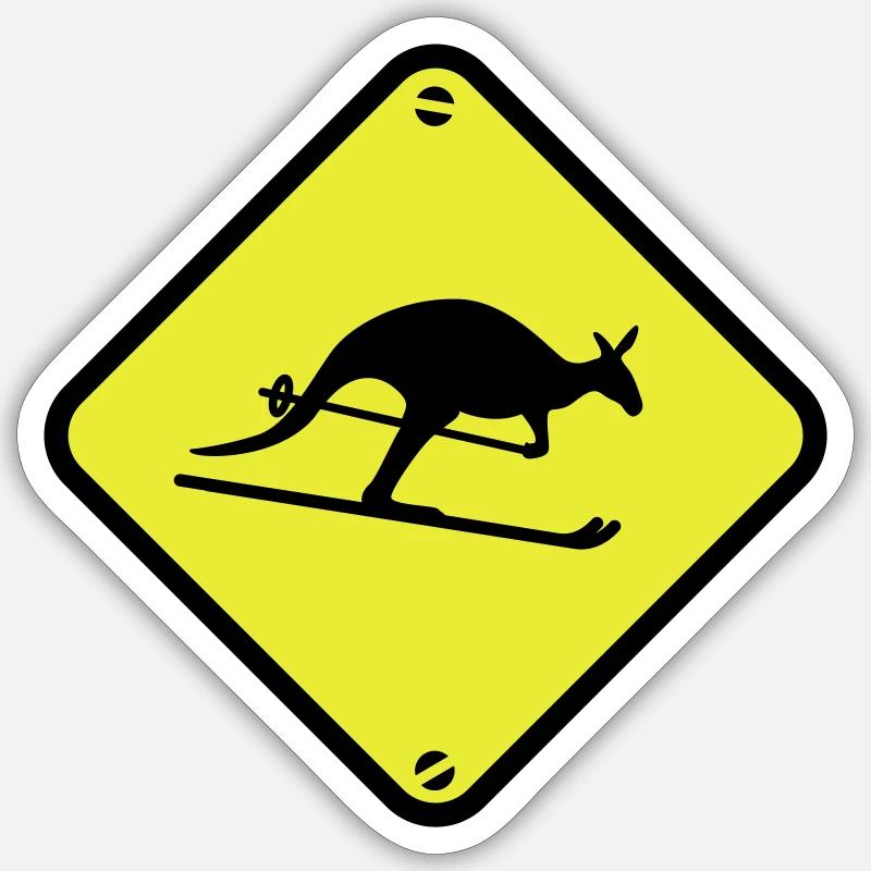 Ski Känguru - Sticker Größe S (10 x 10 cm) - Mattweiß