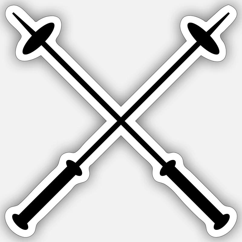 bâtons de ski - Sticker taille S (10 x 10 cm) - blanc mat