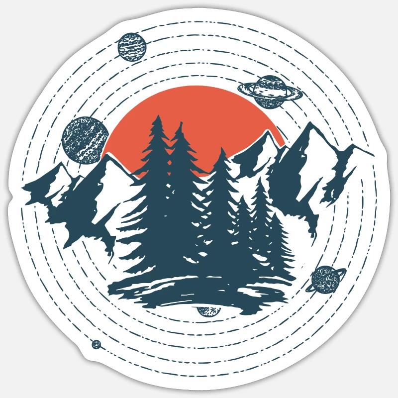 Planets And Mountains Graphic - Sticker size S (10 x 10 cm) - white matte