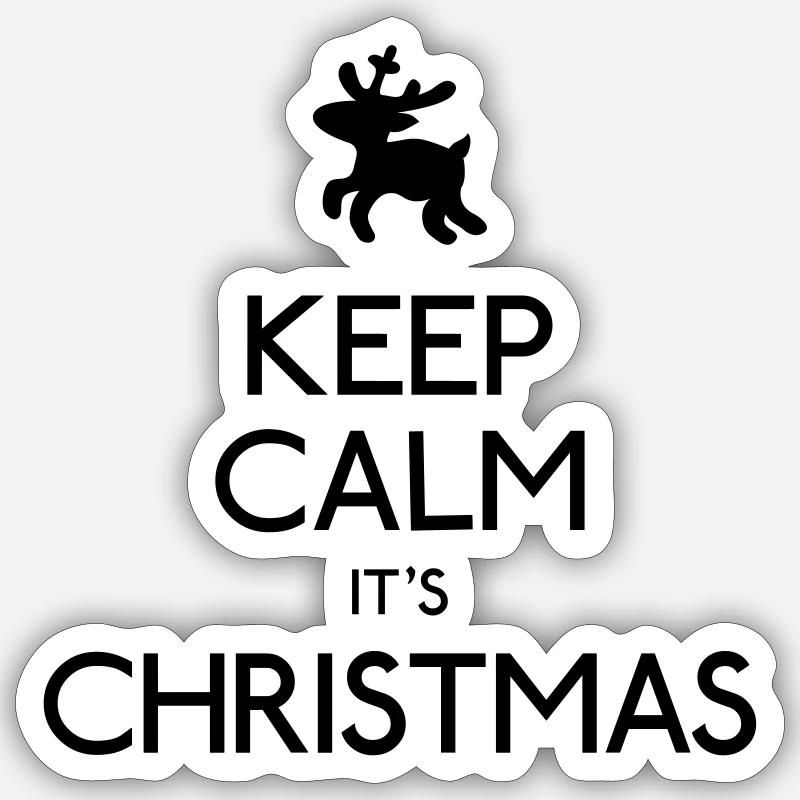 keep calm its christmas - Sticker size S (10 x 10 cm) - white matte