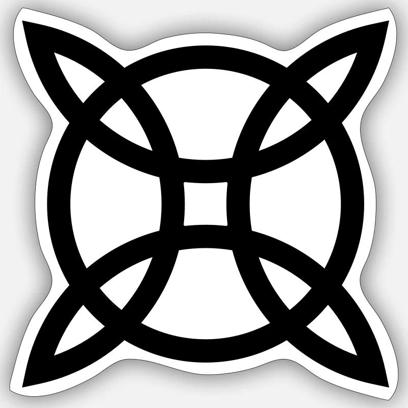 Witch`s Knot, Power of 4 elements - Binding Rune - Sticker Größe S (10 x 10 cm) - Mattweiß