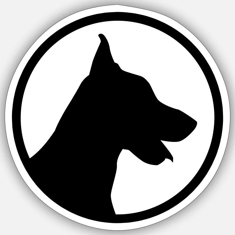 Doberman - Sticker taille S (10 x 10 cm) - blanc mat