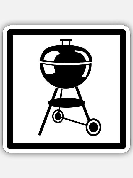 Kugelgrill Piktogramm - Sticker Größe S (10 x 10 cm) - Mattweiß